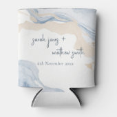 抽象芸術エレガントブルーベージュコーストビーチ結婚式 缶クーラー (正面)