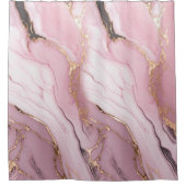 抽象芸術エレガントプインと金ゴールドボヘミア シャワーカーテン (正面)