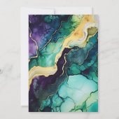 抽象芸術エレガントプラムグリーン金ゴールド結婚ズ 招待状 (裏面)