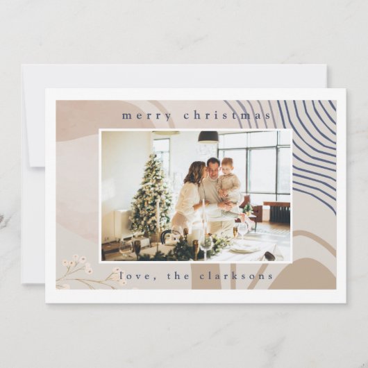 抽象芸術エレガントベージュ写真クリスマス シーズンカード (正面)