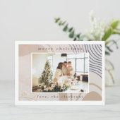 抽象芸術エレガントベージュ写真クリスマス シーズンカード (スタンド正面)