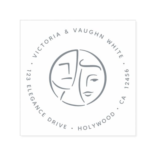 抽象芸術エレガントリッチカップル差出人住所 セルフインキングスタンプ (デザイン)