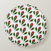 抽象芸術エレガントレッドローズ&離れフローラルパターン ラウンドクッション (裏面)