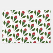 抽象芸術エレガントレッドローズ&離れフローラルパターン ラッピングペーパーシート (正面2)