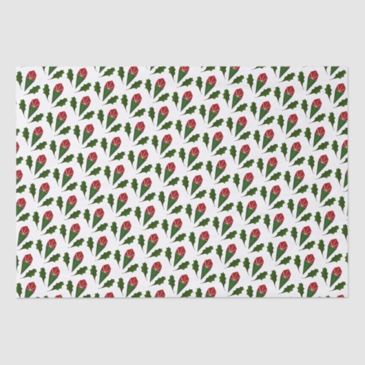 抽象芸術エレガントレッドローズ&離れフローラルパターン 薄葉紙 (正面)