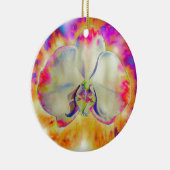 抽象芸術エレガントレトロウォーター色ピンク色のラン セラミックオーナメント (右)