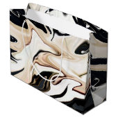 抽象芸術エレガントレトロカラーのデジタル流体 ラージペーパーバッグ (裏面アングル)