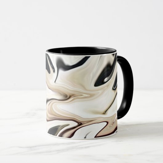 抽象芸術エレガントレトロカラーデジタル流体テクスチャ マグカップ (正面右)