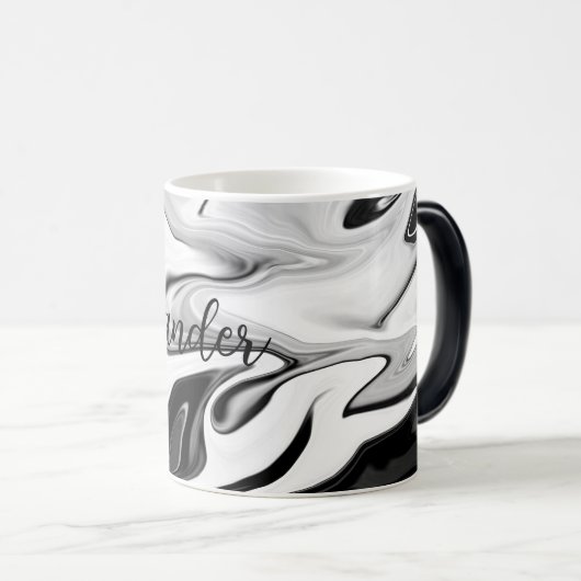 抽象芸術エレガントレトロカラーデジタル流体テクスチャ モーフィングマグカップ (正面右)