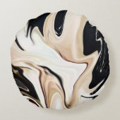 抽象芸術エレガントレトロカラーデジタル流体テクスチャ ラウンドクッション (裏面)