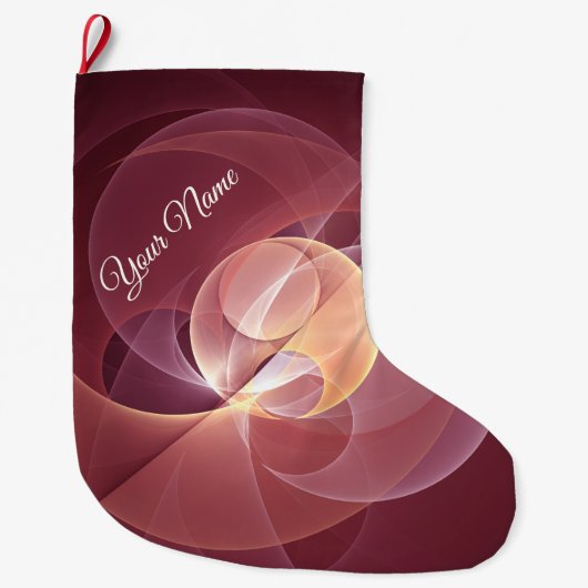 抽象芸術エレガントワモダンイン赤フラクタルアート名 ラージクリスマスストッキング (正面)