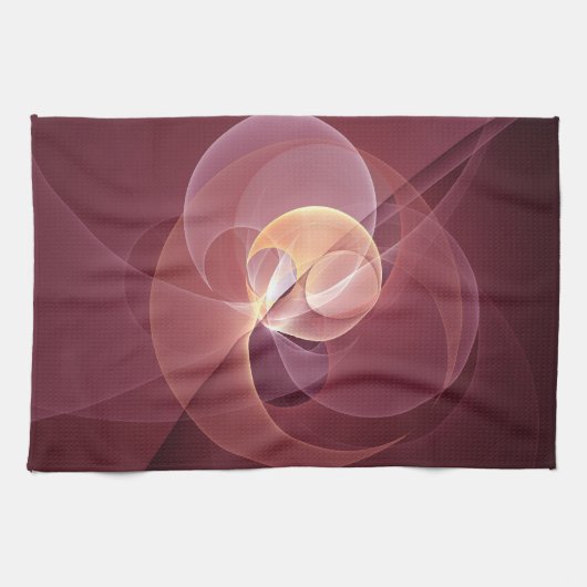 抽象芸術エレガントワモダンイン赤フラクタルアート キッチンタオル (横)