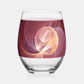 抽象芸術エレガントワモダンイン赤フラクタルアート ステムなしワイングラス (裏面)