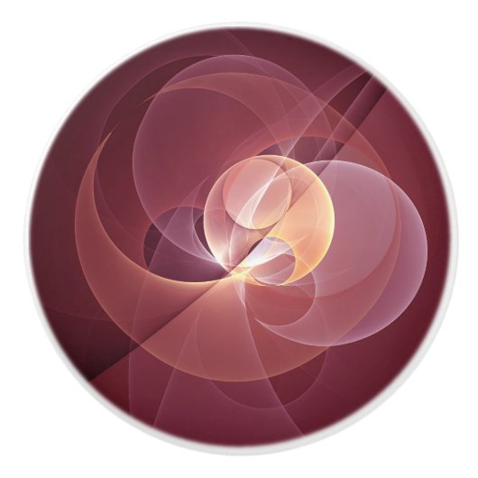 抽象芸術エレガントワモダンイン赤フラクタルアート セラミックノブ (正面)