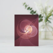 抽象芸術エレガントワモダンイン赤フラクタルアート ポストカード (スタンド正面)