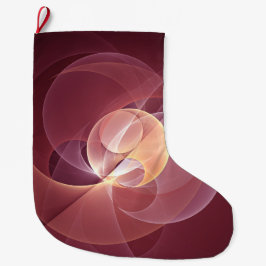 抽象芸術エレガントワモダンイン赤フラクタルアート ラージクリスマスストッキング