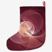 抽象芸術エレガントワモダンイン赤フラクタルアート ラージクリスマスストッキング (裏面)