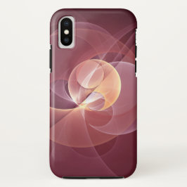抽象芸術エレガントワモダンイン赤フラクタルアート iPhone XSケース