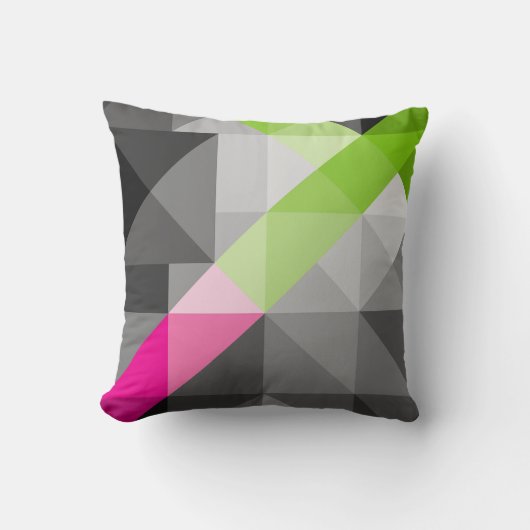 抽象芸術エレガント幾何学灰色ピンクの緑 クッション (正面)