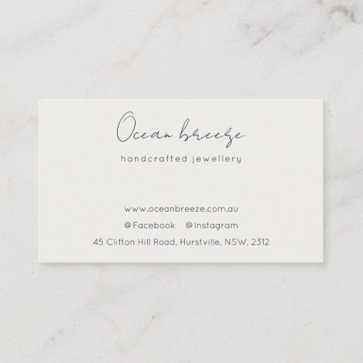 抽象芸術エレガント水彩ロゴブルー金ゴールドビーチシー 名刺 (裏面)