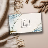 抽象芸術エレガント水彩ロゴブルー金ゴールドビーチシー 名刺