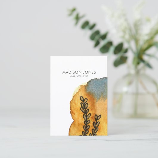 抽象芸術エレガント水彩花ヨガインストラクター 名刺 (スタンド正面)