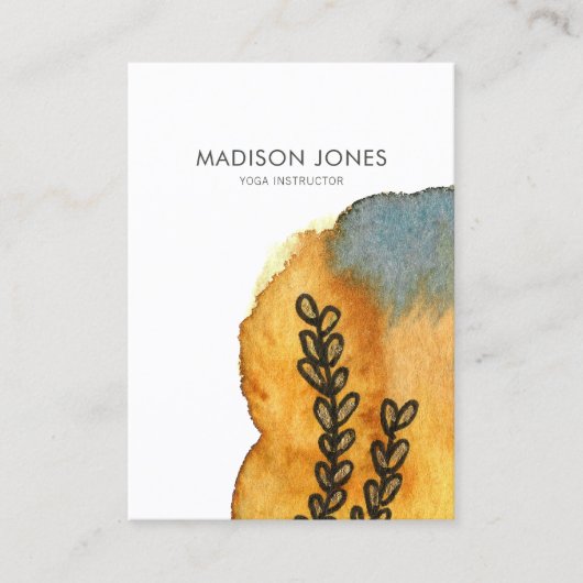 抽象芸術エレガント水彩花ヨガインストラクター 名刺 (正面)