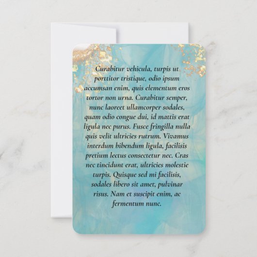 抽象芸術エレガント海大理石記念祈りの言葉カード サンキューカード (裏面)