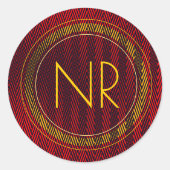 抽象芸術エレガント男らし赤モノグラムの黄 ラウンドシール (正面)