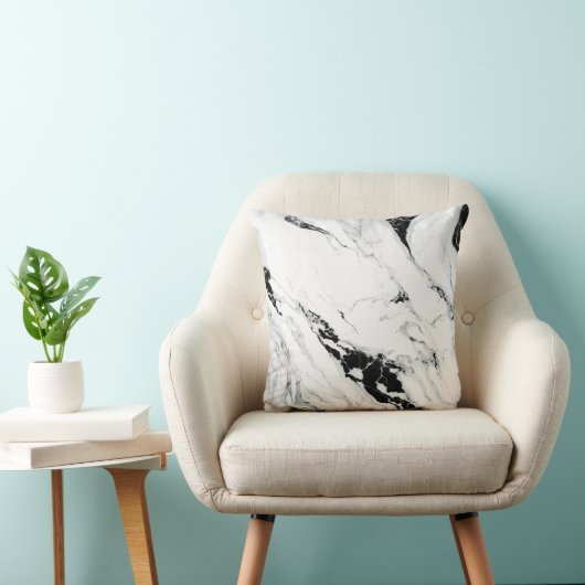 抽象芸術エレガント白大理石黒石 クッション (椅子)