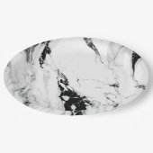 抽象芸術エレガント白大理石黒石 ペーパープレート (アングル)