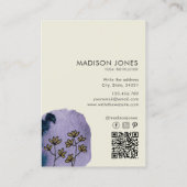 抽象芸術エレガント紫ブルーウォーター色の花 名刺 (裏面)