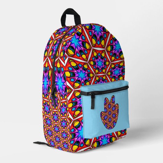 抽象芸術エレガント花柄 プリントバックパック (裏面左端)