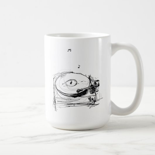 抽象芸術エレガント蓄音機図 コーヒーマグカップ (右)
