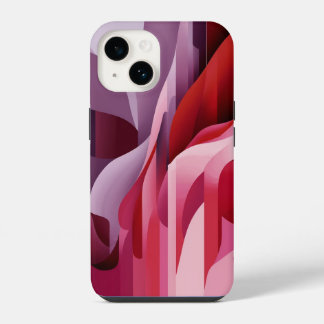 抽象芸術エレガント薄紫赤ピンク色 iPhone 14ケース