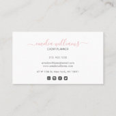 抽象芸術エレガント赤面ピンクの水彩署名 名刺 (裏面)