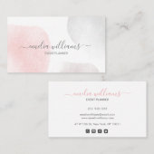 抽象芸術エレガント赤面ピンクの水彩署名 名刺 (正面/裏面)