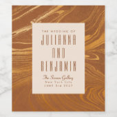 抽象芸術エレガント金ゴールドとブロンズのカスタムウェディング ワインラベル (シングルラベル)