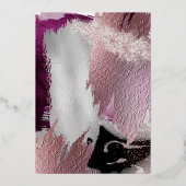 抽象芸術エレガント金ゴールドカシスプラムブラシストローク 箔招待状 (裏面)