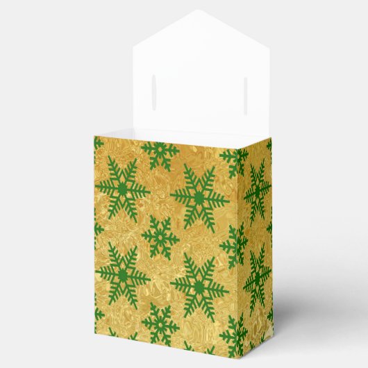 抽象芸術エレガント金ゴールドクリスマスに緑のスノーフレーク フェイバーボックス (オープン)