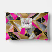 抽象芸術エレガント金ゴールドシルバーピンクブラック アクセサリーポーチ (正面)