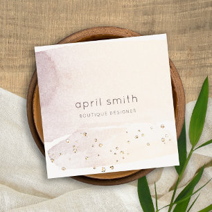 抽象芸術エレガント金ゴールドパープルウォーター色グリッター スクエア名刺