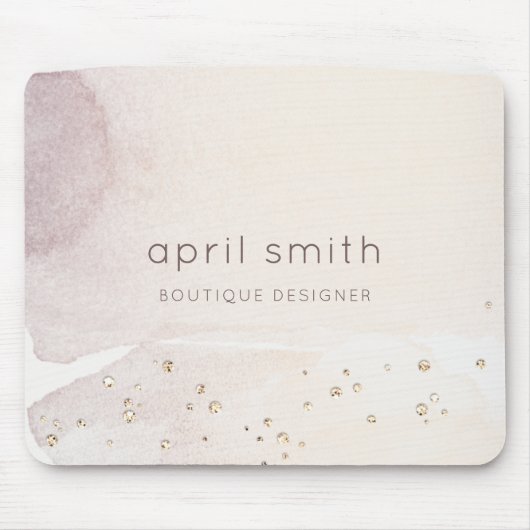 抽象芸術エレガント金ゴールドパープルウォーター色グリッター マウスパッド (正面)