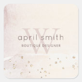 抽象芸術エレガント金ゴールドパープルモノグラムグリッター スクエアシール (正面)