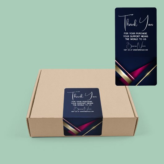 抽象芸術エレガント金ゴールドブルーサンキューボックスラベル ラベル