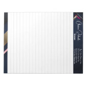 抽象芸術エレガント金ゴールドブルーピンク ノートパッド (正面)