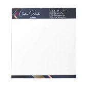 抽象芸術エレガント金ゴールドブルーピンク ノートパッド (正面)