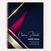 抽象芸術エレガント金ゴールドブルーピンク ノートブック (正面)