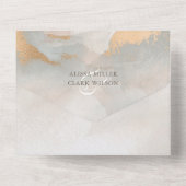 抽象芸術エレガント金ゴールド水彩色パインタリー結婚ズ オールインワン招待状 (裏面)