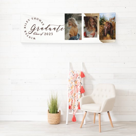 抽象芸術エレガント金ゴールド水玉模様グラッド3枚 横断幕 (インサイチュ)